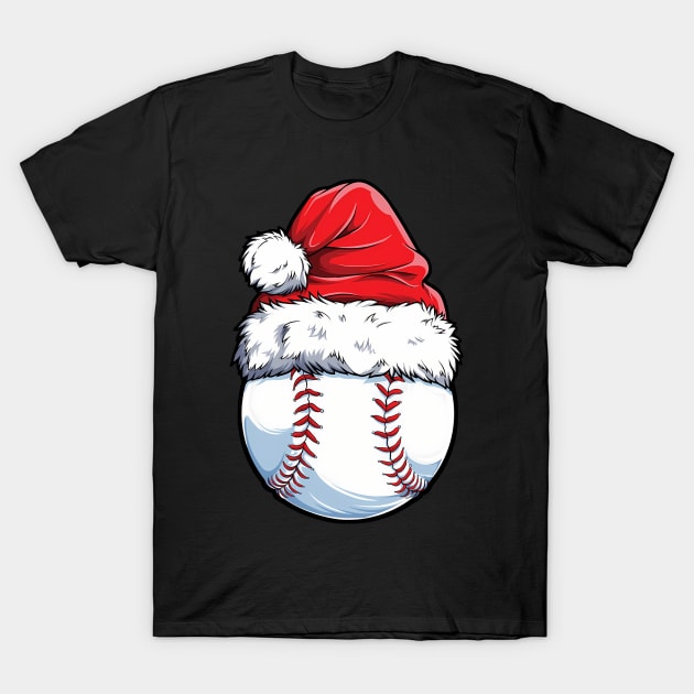 Christmas Baseball Ball Santa Hat T-Shirt by maexjackson